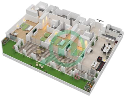 Manazel Al Khor - 4 Bed Apartments Unit G-21 Floor plan