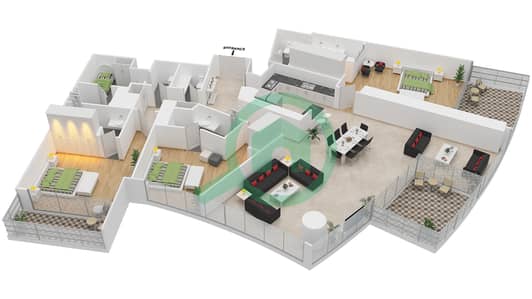 D1 Tower - 3 Bed Apartments Type N4 Floor plan