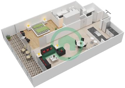D1 Tower - 1 Bed Apartments Type F Floor plan