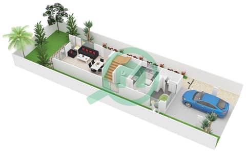 المخططات الطابقية لتصميم النموذج V2-S2 فیلا 3 غرف نوم - فيلات كازابلانكا