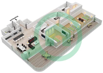 Serenia Living Tower 2 - 3 卧室公寓类型2-A戶型图