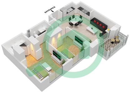 溪畔玫瑰柔情2号大厦 - 2 卧室公寓单位6 FLOOR 10戶型图