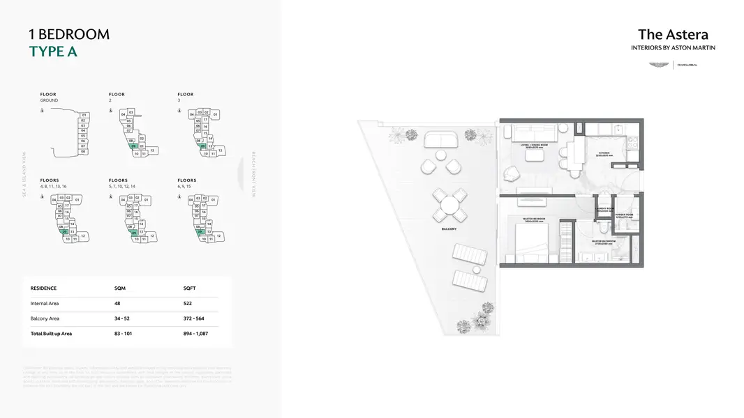 1 BR floor plan