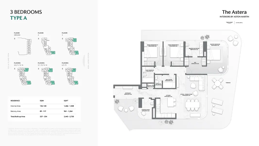 3 BR floor plan