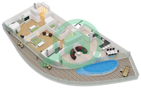 Bugatti Residences by Binghatti - 2 卧室公寓单位7 FLOOR 2戶型图