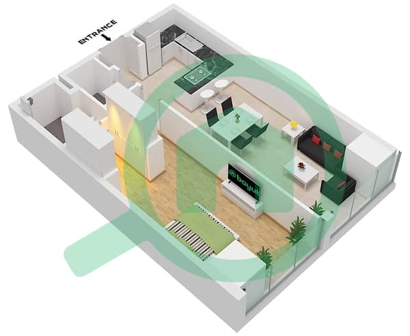 Type 1BR Unit 03 Floor 1-6,8-32,34-54