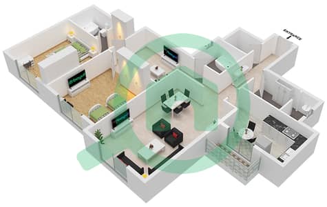 Moon Tower 2 - 2 Bedroom Apartment Unit 3 Floor plan