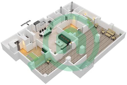 溪畔玫瑰柔情1号大厦 - 3 卧室公寓单位2 FLOOR GROUND戶型图