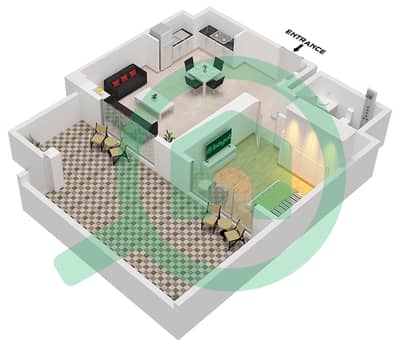 溪畔玫瑰柔情1号大厦 - 1 卧室公寓单位1 FLOOR MEZZANINE戶型图