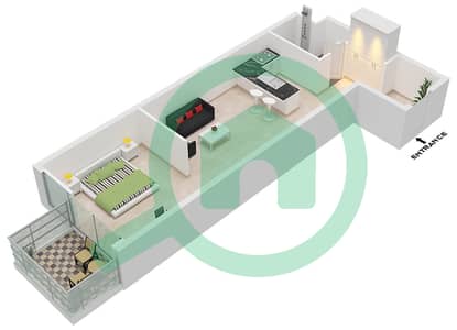 المخططات الطابقية لتصميم النموذج B شقة استوديو - ذا باي ريزيدنس