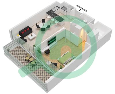 المخططات الطابقية لتصميم النموذج A شقة 1 غرفة نوم - ذا باي ريزيدنس