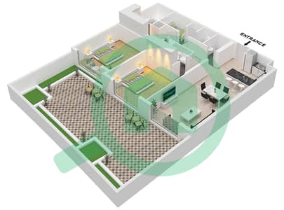 المخططات الطابقية لتصميم النموذج E تاون هاوس 2 غرفة نوم - ذا باي ريزيدنس