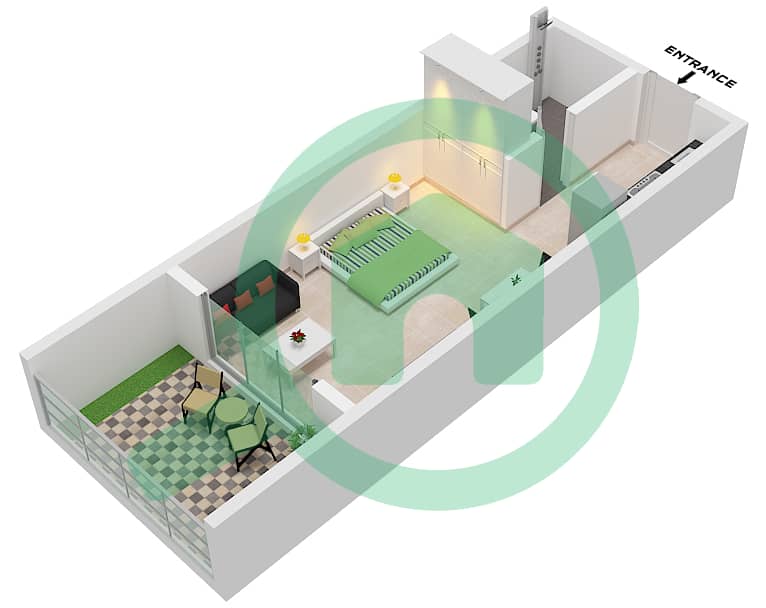 Винчиторе Акуа Диморе - Апартамент Студия планировка Тип F FLOOR 2-19 Type F Floor 2-19 interactive3D