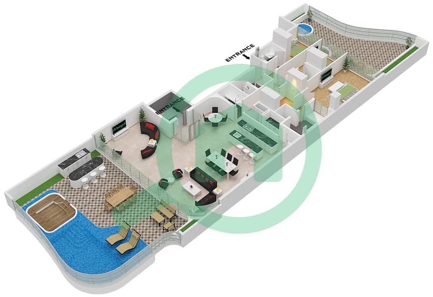 Casa Canal - 3 Bedroom Penthouse Type B FLOOR 2-9,12 Floor plan Type B Floor 2-9,12 interactive3D