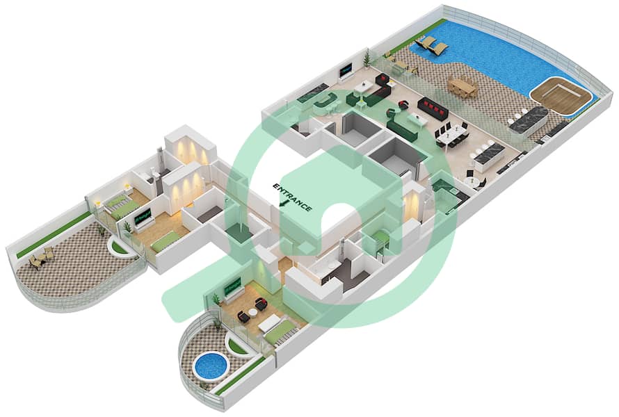 Casa Canal - 3 Bedroom Penthouse Type C FLOOR 10,11 Floor plan Type C Floor 10,11 interactive3D