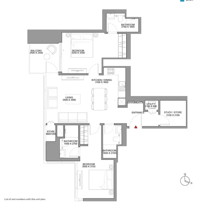 2 BR floor plan