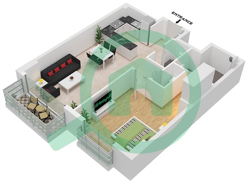 المخططات الطابقية لتصميم النموذج / الوحدة C2 / UNIT 1,17-19 شقة 1 غرفة نوم - فيريديان Type C2 Unit 1M Floor 2-7
Type C2 Unit 17 Floor 7
Type C2 Unit 19 Floor2-6 interactive3D