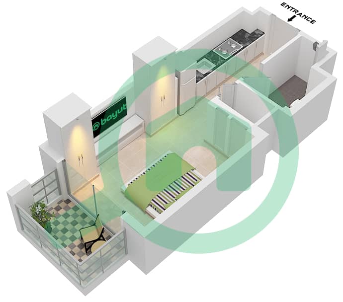 Hamilton House - Studio Apartment Type/unit A / UNIT 15-17 Floor plan Type A Unit 15-17 Floor 1-5 interactive3D