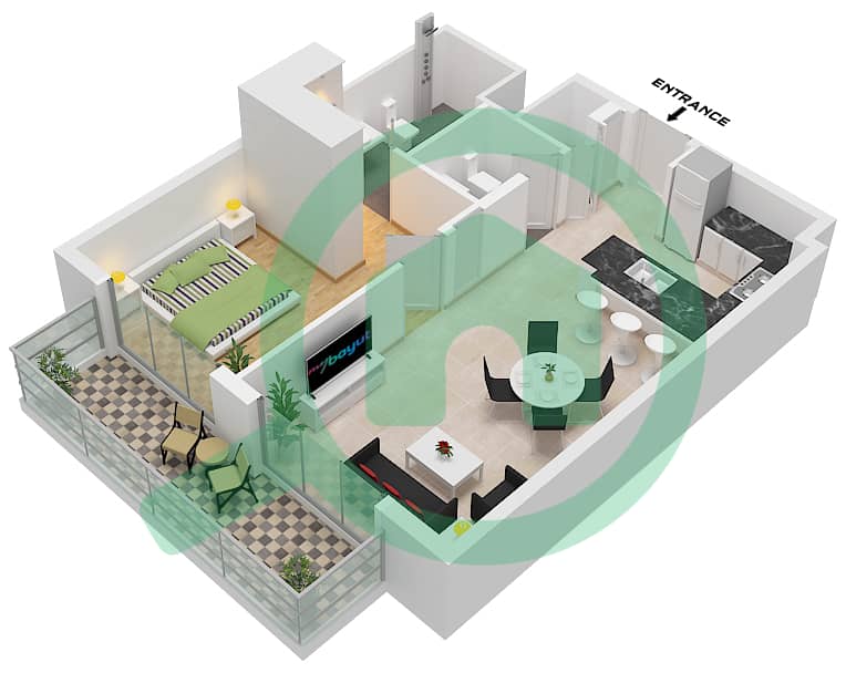 Hamilton House - 1 Bedroom Apartment Type/unit A3 / UNIT2-3,8-9 Floor plan Type A3 Unit2-3,8-9 Floor 1-5
Type A4 Unit 1-2 Floor Ground interactive3D