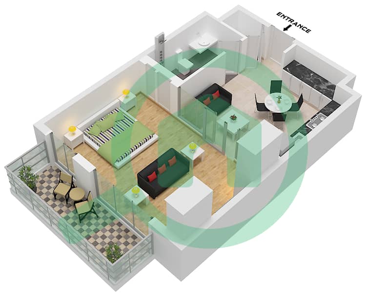 Hamilton House - 1 Bedroom Apartment Type/unit D / UNIT 4 Floor plan Type D Unit 4 Floor 1 interactive3D
