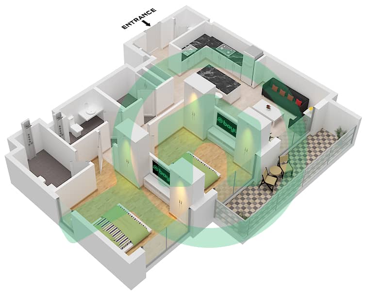 Hamilton House - 2 Bedroom Apartment Type/unit A / UNIT 12 Floor plan Type A Unit 12 Floor 1-5 interactive3D