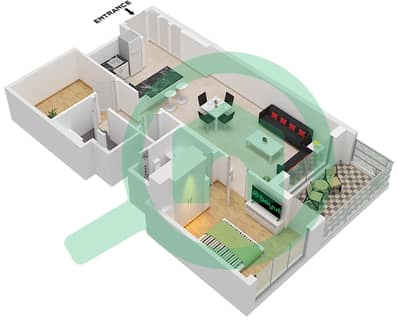 Вейвс Опулэнс - Апартамент 1 Спальня планировка Тип/мера D1 /UNIT 10