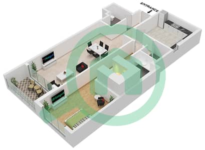三重奏大楼 - 1 卧室公寓类型D戶型图
