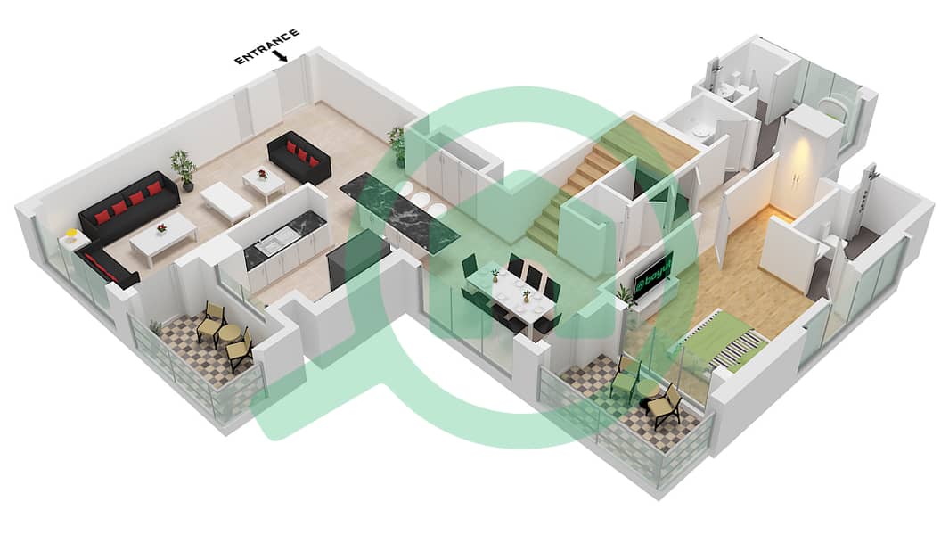 Waves Opulence - 1 Bedroom Apartment Type/unit A / UNIT 9 Floor plan Type A Unit 9 
Floor 10,12,14,16,18,22,24,26,28,30,32 interactive3D