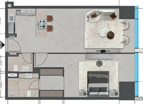 1 BR floor plan