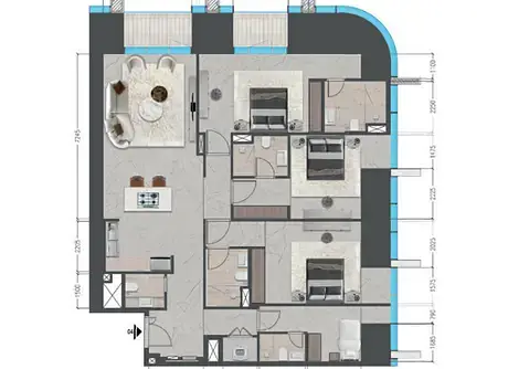 3 BR floor plan