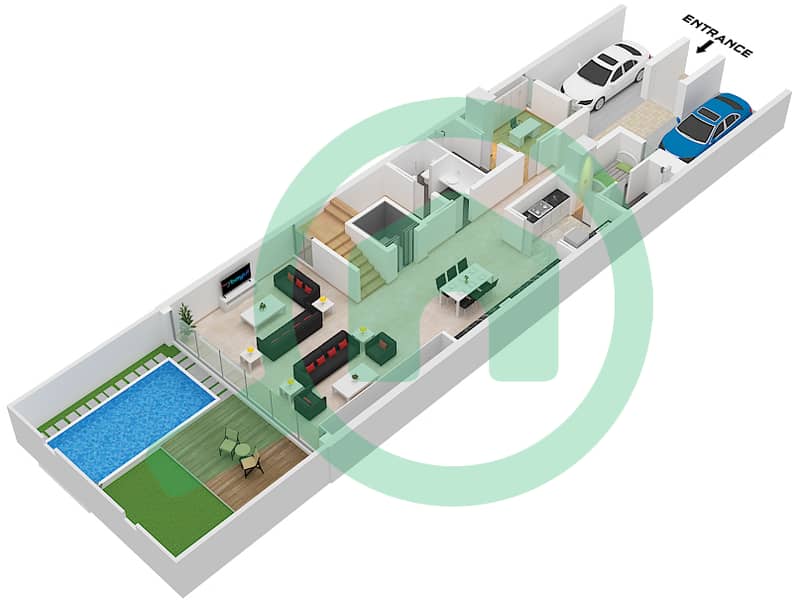 凯图拉保护区 - 4 卧室别墅单位42-45戶型图 42-45 Floor Ground interactive3D
