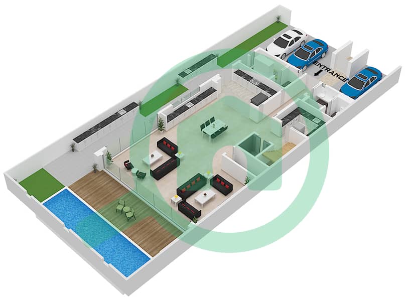 凯图拉保护区 - 5 卧室别墅单位42-45戶型图 42-45 Floor Ground interactive3D