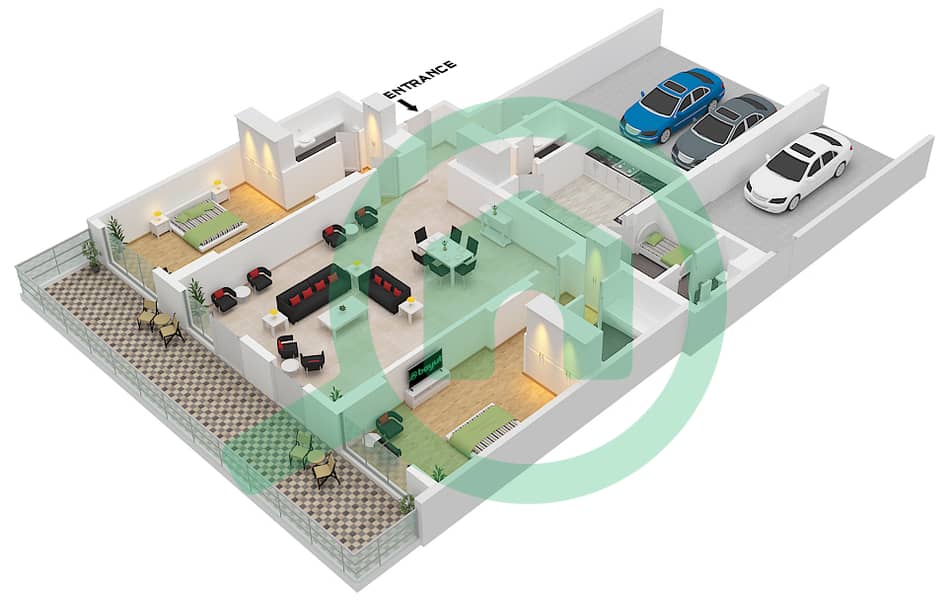 Oceana Pacific - 2 Bedroom Apartment Type L Floor plan Type L interactive3D