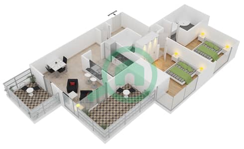 29 Boulevard 1 - 2 Bedroom Apartment Suite 7 FLOOR 25-28 Floor plan