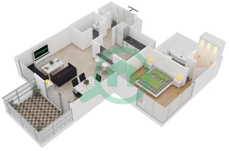 المخططات الطابقية لتصميم التصميم 2 FLOOR 6-32 شقة 1 غرفة نوم - 29 بوليفارد 1