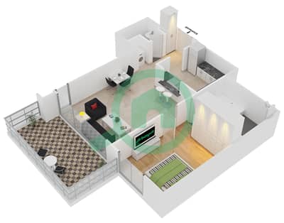 المخططات الطابقية لتصميم التصميم 1 FLOOR 5 شقة 1 غرفة نوم - 29 بوليفارد 1