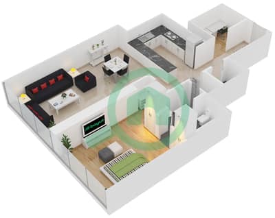 The Gate Tower 3 - 1 Bed Apartments Unit 10,13 Floor 17-34 Floor plan