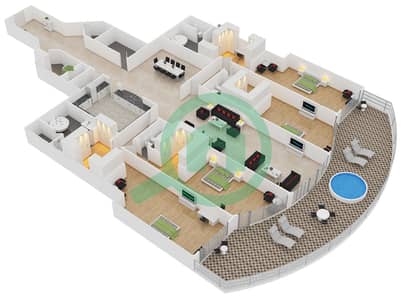 Kempinski Palm Residence - 4 Bed Apartments Unit H2 Floor plan