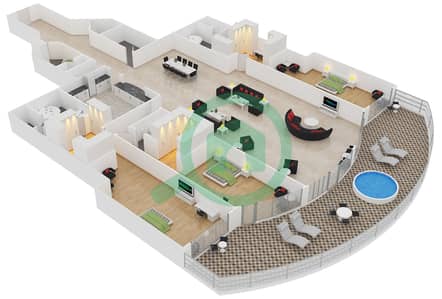 凯宾斯基棕榈公寓 - 3 卧室公寓单位H1戶型图
