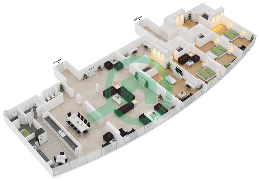 Floor Plans For Suite 2 4 4 Bedroom Penthouses In Sun Tower Bayut Abu Dhabi