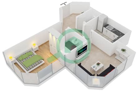 新迪拜门1号 - 1 卧室公寓类型3戶型图