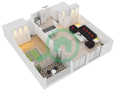 المخططات الطابقية لتصميم الوحدة 15,20 شقة 1 غرفة نوم - مساكن مسار