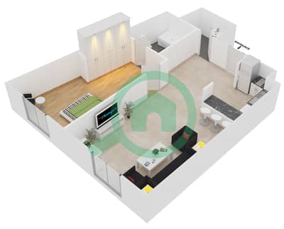 المخططات الطابقية لتصميم الوحدة 12 شقة 1 غرفة نوم - مساكن مسار