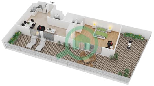 المخططات الطابقية لتصميم الوحدة 16 شقة 1 غرفة نوم - مساكن مسار