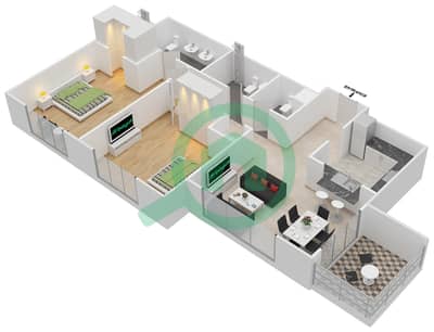 المخططات الطابقية لتصميم التصميم 7 FLOOR 3-20 شقة 2 غرفة نوم - أبراج كلارين 2