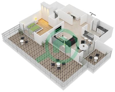 المخططات الطابقية لتصميم التصميم 4 FLOOR 2 شقة 1 غرفة نوم - أبراج كلارين 2