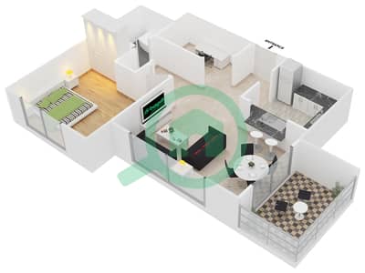 المخططات الطابقية لتصميم التصميم 4 FLOOR 3-20 شقة 1 غرفة نوم - أبراج كلارين 2