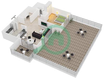 المخططات الطابقية لتصميم التصميم 1 FLOOR 2 شقة 1 غرفة نوم - أبراج كلارين 2