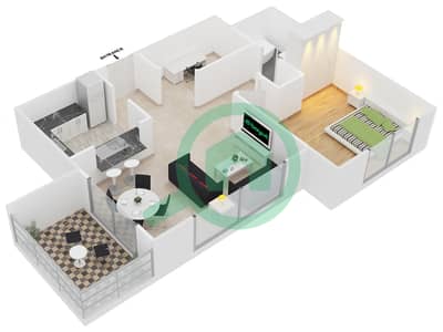 المخططات الطابقية لتصميم التصميم 1 FLOOR 3-20 شقة 1 غرفة نوم - أبراج كلارين 2