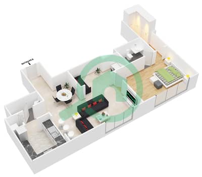 大道中央2号大厦 - 1 卧室公寓套房9 FLOOR 22戶型图